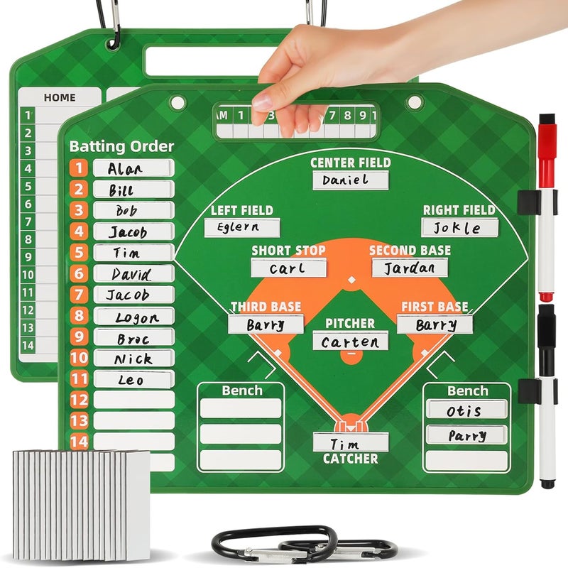 LYINGFISH Magnetic Baseball Lineup Board，Baseball Lineup Cards Baseball Lineup Board For Dugout Baseball Accessories 40 Sheets Lineup Cards Baseball Clipboard for Coaches Baseball Coaching Accessories - Image 1